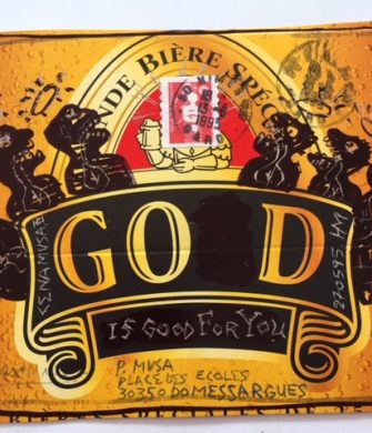 Ink drawing and collage on advertising cardboard,1995