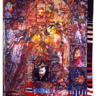 La convalescence de St Sébastien, Inks on fabrics, 216cmx180cm,1999