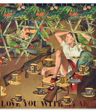 artwork by Hassan Musa part of the I Love You with My Ak-47 series