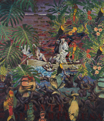 Artwork by Hassan Musa part of the Lampedusa series (Refugee crisis)